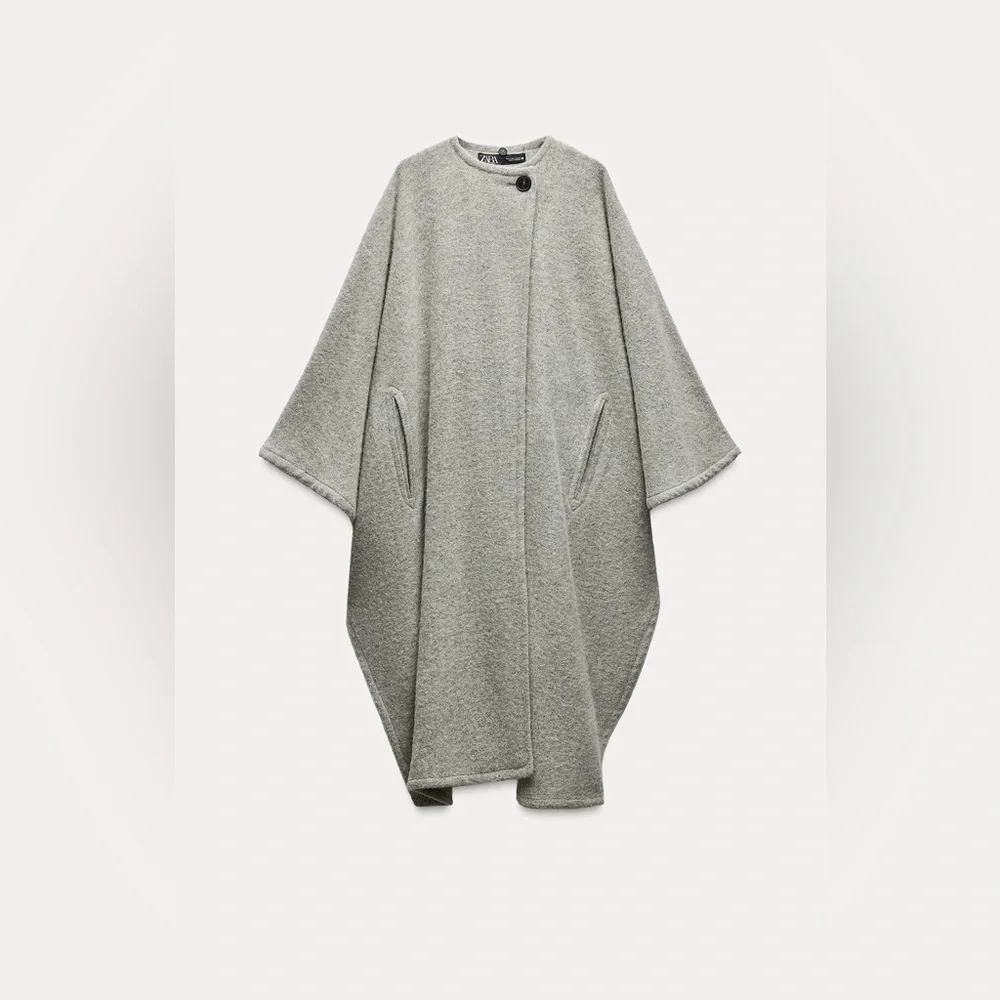 ZARA ALPACA BLEND CAPE COAT WITH SCARF ZW COLLECTION, size MEDIUM, NWT - Picture 9 of 13